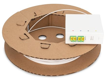 DIGITUS Kit d'installation FTTX - 70 m - Coupleur LC-APC duplex - 4 fibres - Boîtier FTTH pré-assemblé - Extrémité de câble ouverte - Montage en saillie - Prise FTTH - Blanc