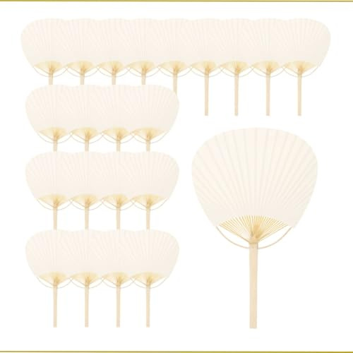 Lote de 25/50/100 Paipais para Bodas y Eventos | Pai Pais Blancos de Bambú y Papel | Alternativa a Abanicos de Boda | Pack Al Por Mayor (25)
