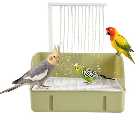 ROOJUNE Bird Bath, Automatic Parrot Shower Bath with Pump, Birds Shower Bathtub with Running Water, Birdcage, Medium Birds Parakeet Budgies Cockatiels Conures Finches, Lovebird