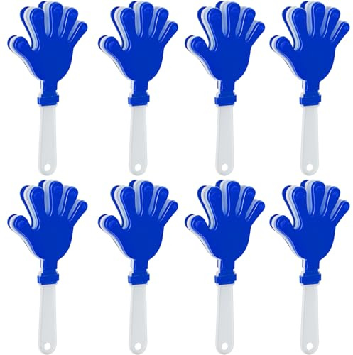 8 Pcs Hand Clappers Noisemakers 7.5 Inch Clappers Noisemakers Plastic Hand Clappers for Birthdays Game Football Sporting Events Cheers Supplies Dance Basketball Football Noisemakers(Blue and White)