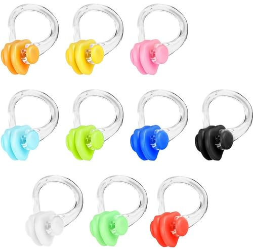 Pinza nasal para nadar 10 piezas clip nariz impermeable pinza para adultos y niños natación apnea y principiantes