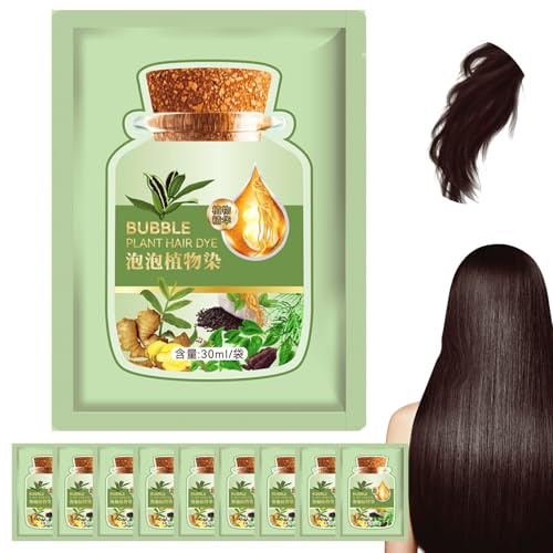 10 pz tintura per capelli naturale a lunga durata rinfrescante 30 ml tintura per capelli a bolle estratto vegetale shampoo bolle per saloni domestici di donne di colore grigio (verde acqua nero), d