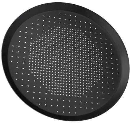 VANZACK Plaque à Pizza Antiadhésive 20 CM Perforée Ronde Moule à Pâtisserie en Métal Épais Plaque de Cuisson pour Four pour Pizza Crêpes et Gâteaux Maison