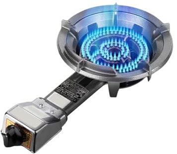 Fornello a gas portatile, bruciatore wok ad alta potenza con doppio anello di fuoco, per uso domestico e commerciale, resistente a GPL e piano di lavoro naturale, con protezione contro i guasti alla
