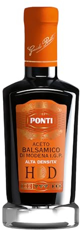 Ponti Aceto Balsamico di Modena g.g.A. High Density 1 x 250 ml – typisch italienischer Balsamessig – feinster Balsamico Essig – 2 Monate in Fässern gereift