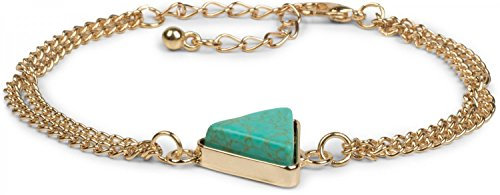 styleBREAKER Armkette mit Anhänger mit türkisem Naturstein, Panzerkette mit Karabinerverschluss, Schmuck, Damen 05040094, Farbe:Gold