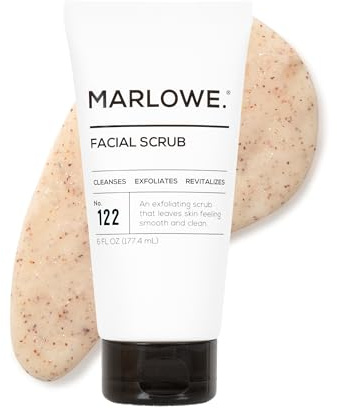 MARLOWE. Facial Scrub for Men, 6 oz, Exfoliating & Refreshing Gentle Face Exfoliator, Cleanses, Smooths, Revitalizes Skin, Clean Vegan Formula with Apricot Seed Powder & Pumice, Fresh Sage & Fir Scent