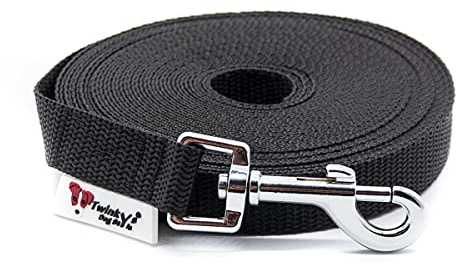 Twinkys Dog Style Hundeleine Schleppleine MIT Handschlaufe Schwarz 5 Meter 20 mm breit für Hunde bis 50 kg Made IN Germany