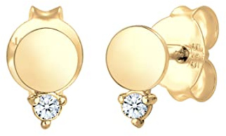 Elli DIAMONDS Earrings Women Earstuds Circle with Diamond (0.03 ct.) in 585 Yellow Gold | 585 Gelbgold