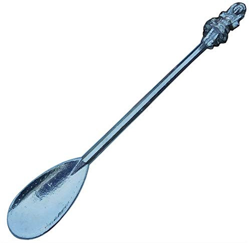 Cuillère à Confiture en Étain Massif avec Design Alice au Pays des Merveilles et Alice, Fabriquée à la Main, 14cm de Long