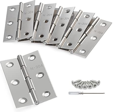 Anstore 10 Stück Scharniere Klappbar, 67×42×1mm Faltbar Silber Scharnier Edelstahl, 270° Scharnierband Klein mit 60 Stück Schrauben und Schraubendreher – Türscharniere für Türen, Fenster und Schränke