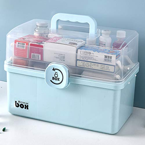 Dittzz Hausapotheke Box, Groß Medizinbox 3 Ebene Medizinkoffer Erste Hilfe Koffer Multifunktions Aufbewahrungsbox mit Tragegriff,34x19x22.5cm