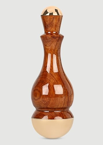 HEALTHANDWEALTH® Detox Bronze Kansa Wand Body and Foot Acupoint Massager | Unique Design - 2 in 1 Massager with Two Different Sizes of Kansa Cups. Comfortable Grip Massage Tool Teak Wood Handle