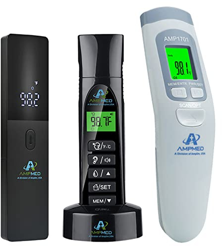 Amplim W1 AE3 CA1 Non-Contact Touchless Infrared Digital Forehead Thermometer for Adults and Babies (Pack of 3)