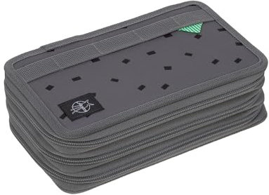 LÄSSIG Federmäppchen befüllt 20-teilig / School Triple Pencil Case Unique Speckles Anthracite