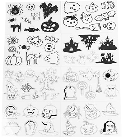 8-teiliges Wärmeschrumpffolien-Kit, Halloween-Thema, Schrumpffolie, für DIY-Schlüsselanhänger, Schmuck