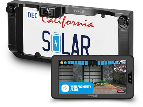 Type S Solar Powered Wireless Backup Camera, License Plate Frame Design, 3-Minute Install, 6” HD Dashboard Monitor, Motion Sensor Activation, Universal Compatibility for Cars, Trucks, RVs
