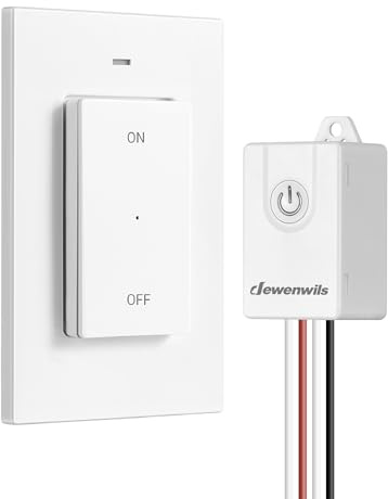 DEWENWILS Wireless Light Switch and Receiver Kit,15A/1875W High Power, No in-Wall Wiring, Remote Control Wall Lighting Switch for Ceiling Light, Fan, Lamp, 100FT Range, Programmable, FCC Listed