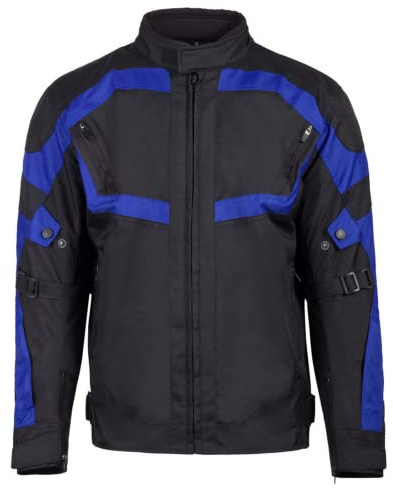 URBAN 5884 Herren Motorradjacke aus Cordura, wasser- und winddicht, Motorradjacke für alle 4 Jahreszeiten mit herausnehmbarem Thermofutter, Schwarz/Blau, 4XL