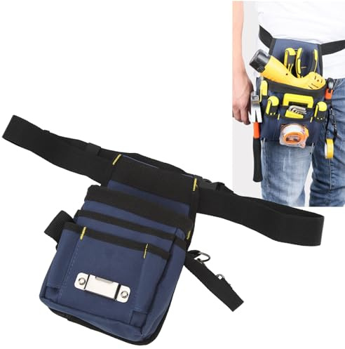 Waist Tool Bag, Leather Tool Pouch, Electrical Maintenance Work Pouch Bag, Adjustable Multi Functional Belt Pocket Pouch, Drywall Utility Work Bag, Carpenters Construction Toolbelt