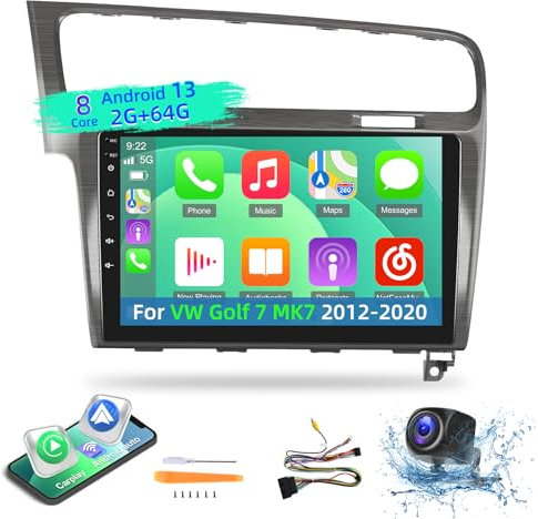 [2+64G] 8 Core Android Autoradio für VW Golf 7 MK7 2012-2020 mit Carplay & Android Auto - 10.1 Zoll IPS Touchscreen Radio mit DSP Mirror Link WiFi GPS SWC + Rückfahrkamera