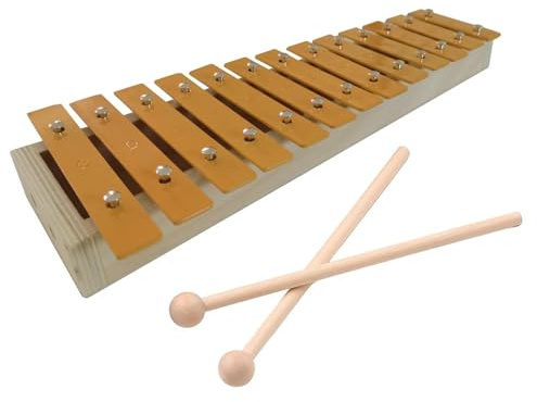 Glockenspiel Xylophon 13 Töne Klassisches Xylophon In Holzfarbe Metalltasten Percussion-Rhythmus Hand-Musikinstrument Mit 2 Schlägeln