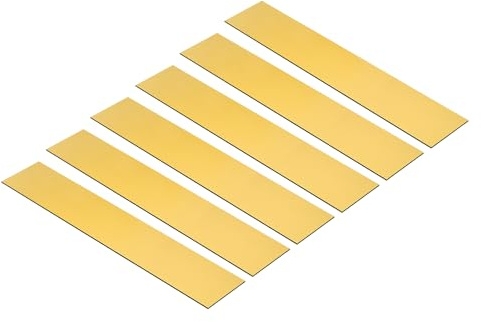PATIKIL 10x2 Blank Name Plates, 6 Pack Custom Engraved Name Plate Rectangle Laser Engraving Blanks for Personalized Nameplates Office Desk DIY Painting Supplies, Gold, Black
