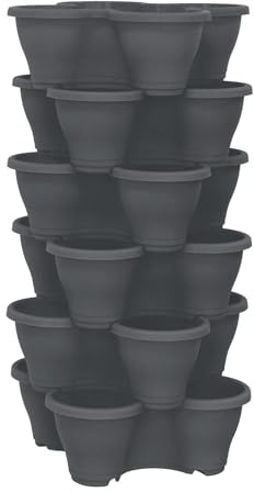 simpa 6PC Quad-Pot Stackable Indoor & Outdoor Planters - Grey