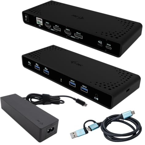 i-tec Universelle Dockingstation Dual 4K Display mit Stromversorgung 85W - 2X DisplayPort und 2X HDMI, 5X USB-Anschlüsse