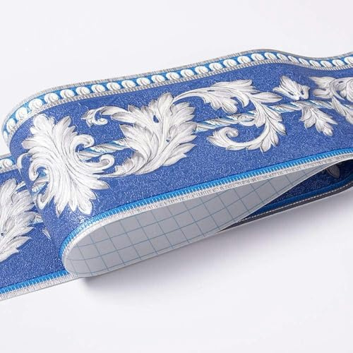 Tapetenbordüren selbstklebend, blaue Rebe, 10 x 500 cm, dicke, wasserdichte Wandverkleidung, Bordüren, Heimdekoration, Badezimmer, Küche, Schlafzimmer, Arbeitszimmer, Flur, Fliesen-Dekoraufkleber, Sta