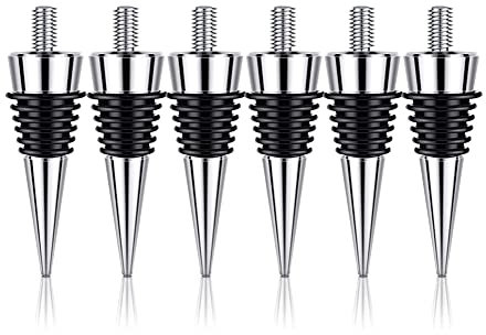 Jzoowar 6 Pieces Metal Bottle Stopper Blank Zinc Alloy Wine Bottle Stopper Kit Reusable Wine Saver Corks Bottle Stopper Set