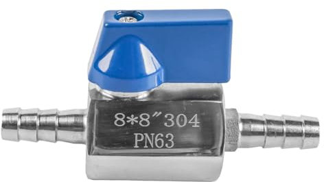 Namvo Robinet à Bille barbelé de 8 mm en Acier Inoxydable 304, Mini vanne d'arrêt pour systèmes d'eau, de gaz, de Carburant et d'irrigation Goutte à Goutte, Interrupteur de contrôleur de débit du