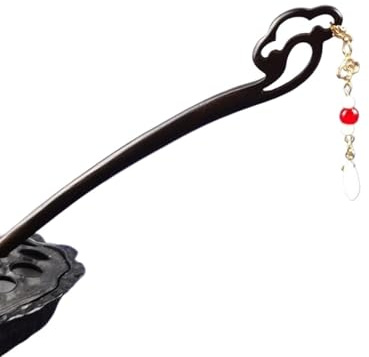 Haarnadel aus Ebenholz, Kopfschmuck, Kette, Anhänger, einfache Blume, Holz-Haarnadel für Damen und Mädchen, Haarschmuck (Typ F)