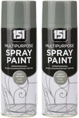 MIXEL Grey Primer Matt Spray Paint, Quick-Drying, Easy to Apply, DIY Enthusiasts, Crafting, Perfect for Wood, Metal, Plastic, Interior and Exterior Use, 400ml, (2 Pcs)