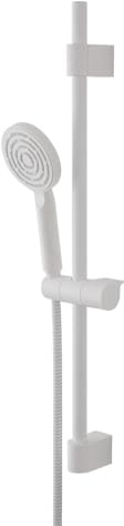 Saliscendi Doccia Da 70 Cm Tondo Anticalcare In ABS Bianco Opaco Lucido Regolabile Con Doccetta Monogetto Da 24 Cm E Tubo Flessibile Da 150 Cm Con Fissaggi Inclusi Hidra