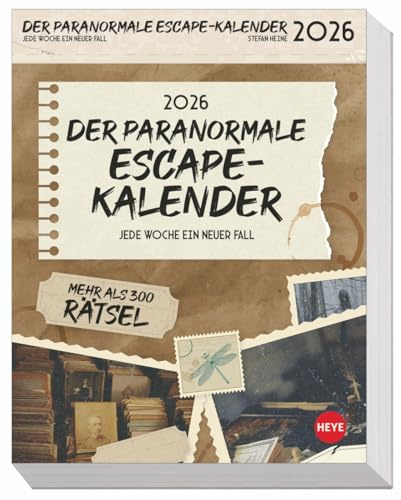 Stefan Heine: Der paranormale Escape-Kalender 2026 - Heye-Verlag - Abreißkalender mit vielen Aufgaben und gehemnisvollen Geschichten - 12,5 cm x 16 cm