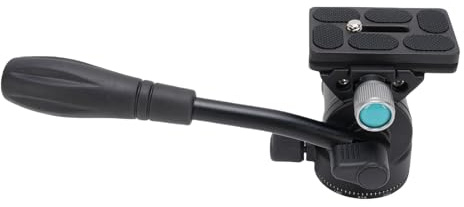 HUSHUI Tripod Fluid Head 360 ° Panorama Aluminiumlegierung Video Stativkopf mit Stahlgriff 3/8 -Zoll -Bodenschraube 5 Kg Ladungskapazität