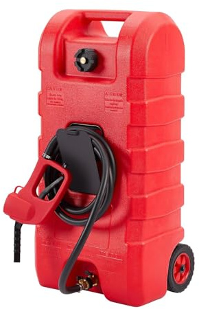 Serbatoio di carburante portatile da 15 galloni con pompa a sifone manuale, tubo flessibile da 10 piedi e ugello per benzina e diesel, portata di 7,5 l/min, contenitore per impieghi gravosi con valv