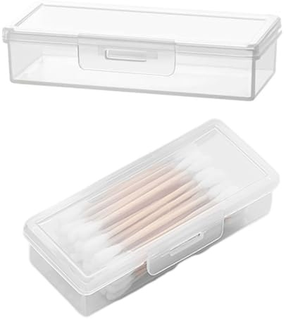 2Pcs Transparent Plastic Cotton Bud Holder,Portable Small Cotton Swab Holder,Mini Box Dust-proof and Moisture-proof Cotton Bud Dispenser Travel Swab Organizer Travel Case Toothpicks Ear Buds Storage
