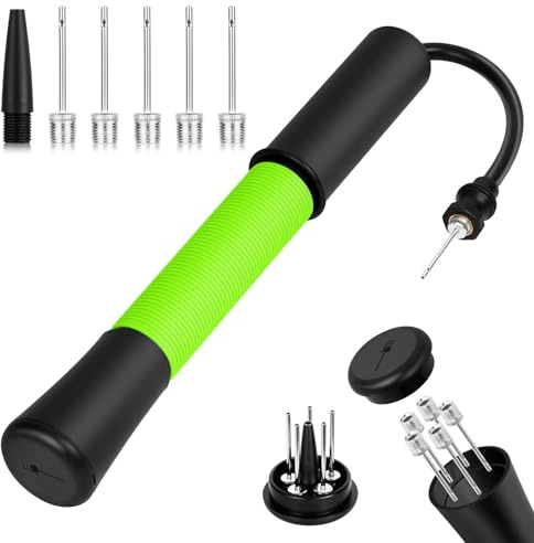 HOTUT Ballpumpe,Basketball Pumpe mit Nadel Aufbewahrung,Luftpumpe Handpumpe Ballpumpe mit Nadeln und Ausziehbarem Kabel für Balloon, Basketball, Fußball, Volleyball, Rugby, Wasserball, Poloball