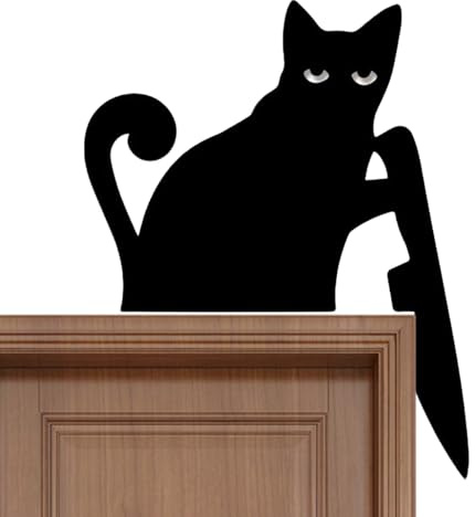 Décorateur De Porte - Décorateur De Porte Décoratif en Bois - Art Murale Décoratif en Forme de Chat pour Propriétaires, Résidents d'Appartement, Chambre, Bureau, Boutique Halloween