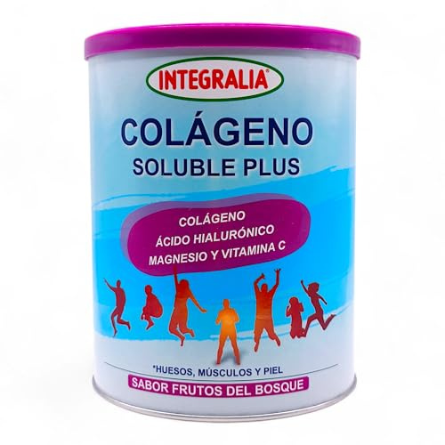 Integralia Colágeno Soluble Plus 300gr Polvo - Con Magnesio, Ácido Hialurónico y Vitamina C - Sabor Frutos del Bosque