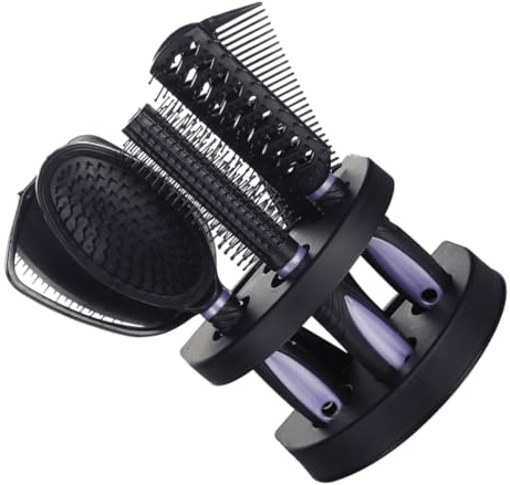 FOYTOKI Kit Coiffure 5 Pièces Antistatique Violet Compact pour Soins Capillaires Brosse Démêlante Peigne Bouclés Miroir Portable Maison