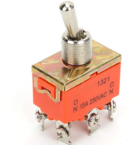 KIMISS Mini Interrupteur à Bascule Robuste, 10 Pièces, E TEN1321 AC 250V 15A, 6 Broches sur 2 Positions, Interrupteur à Bascule, Capuchon étanche