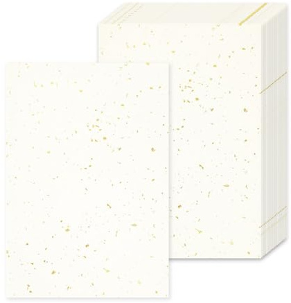 Acidea 50 Blatt Druckerpapier Elfenbein DIN A4, 250g/m² A4 Verdicktes Creme Papier, Einseitiger Gold-Folienflocken Bastelpapier Tonpapier Urkundenpapier zum Schreiben, Menüs, Einladungen, Briefe