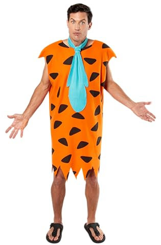 Rubies Disfraz Pedro Picapiedra para hombres, Túnica impresa con corbata, Talla única, Oficial The Flintstones para Carnaval, fiestas, despedidas y cosplay