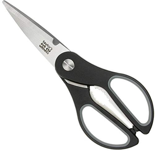 Heavy Duty Kitchen Scissor Shears - Large, Strong, Soft Grip, Dishwasher Safe, Multi-purpose, Utility Food Cooking Snips, Bottle Opener & Special Flower Stem Cutting Feature. 23cm/9”