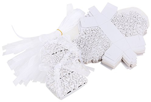 ULTNICE 50 Stück Geschenkboxen,Hohlen Schmetterling Dekor Süßigkeitskästen für Hochzeit /Meeting/Party,Weiß