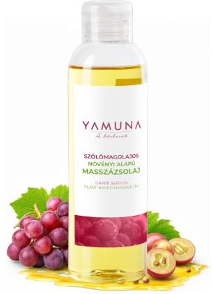 YAMUNA NATURAL BEAUTY Massageöl, 100% pflanzlich, Naturkosmetik aus Ungarn. Professionelles Öl – frei von Paraffin und Parabenen für eine erfrischende Massage. (Traubenkernöl)