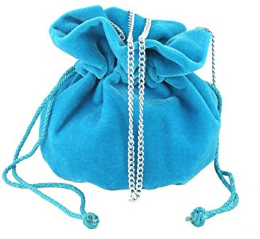 LONI Fantasy Wildleder-Samt-Kordelzug-Clutch, türkis, S, Fantasy Velvet